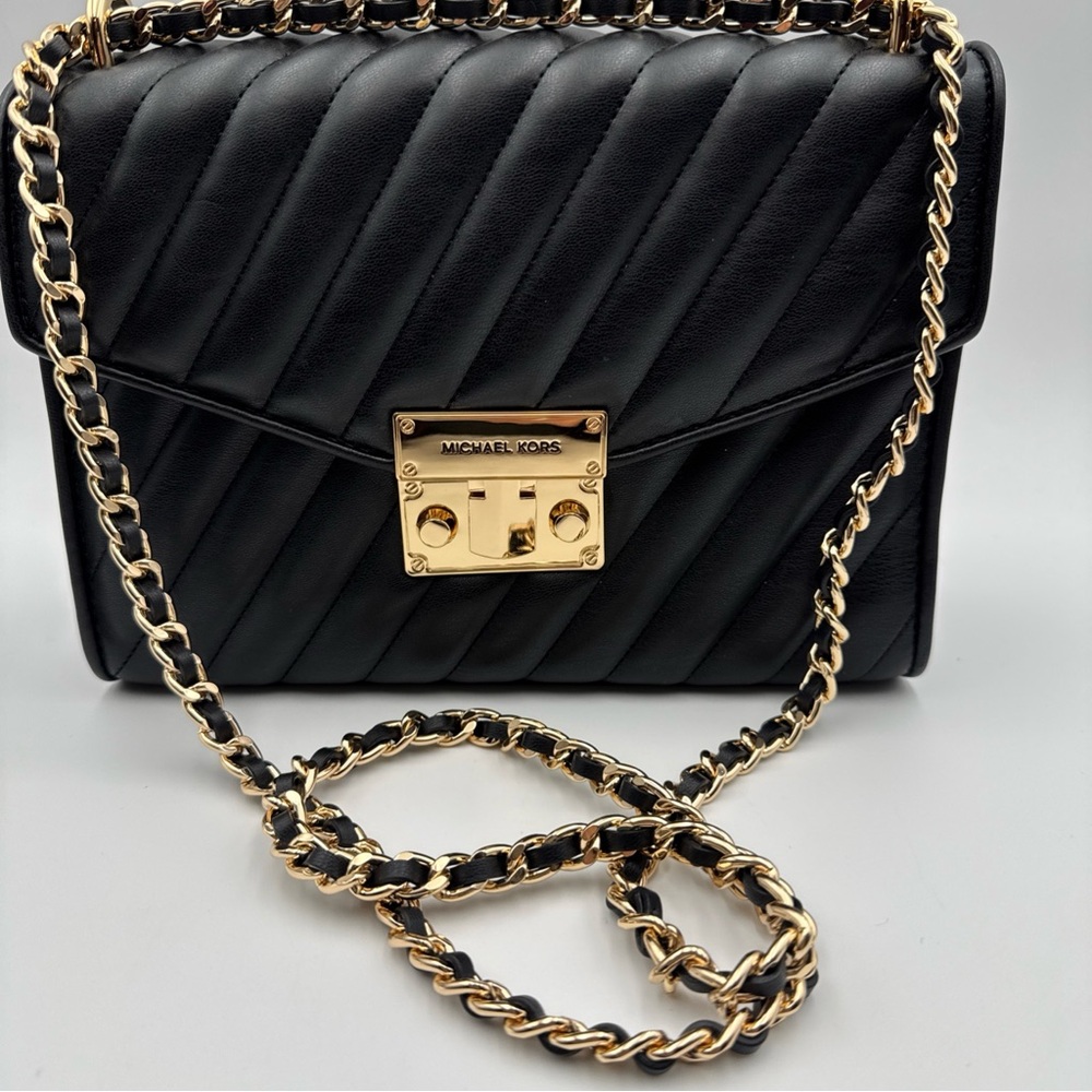 Michael Kors Medium MK Rose Quilted Leather Shoulder Flap Bag New with Tag